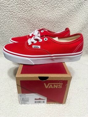 Vans Authentic Canvas Sneakers in Red and White